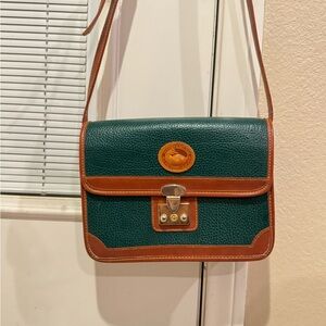 Dooney & Bourke classic preppy Green and Brown Leather Crossbody Bag